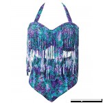 Women Two Piece High Waist Braided Fringe Top Bikini Swimsuit Swimwear Plus Size Green&purple B06ZYNNXXX